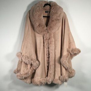 JBVG Faux Fur Collar & Cuff Accent Coat, Women's Size Plus - Pink